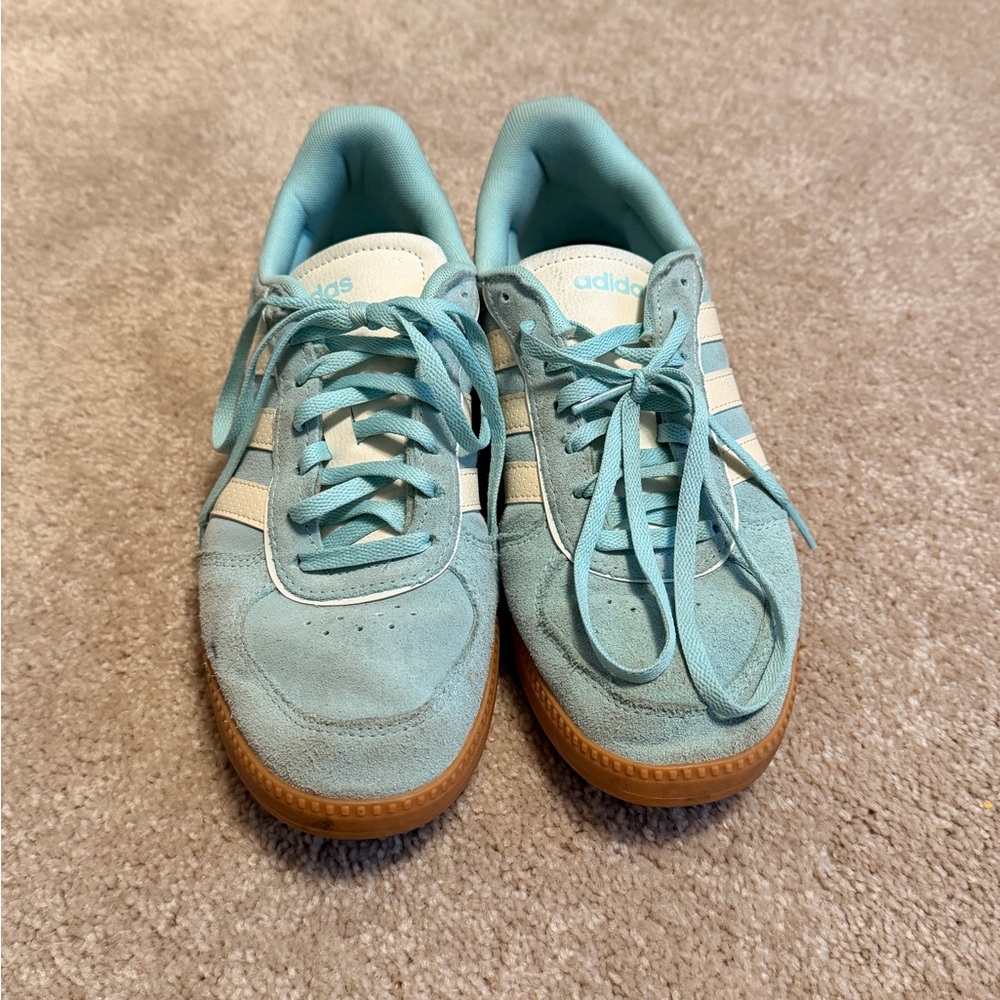 Adidas Sky Blue and White Sneakers
